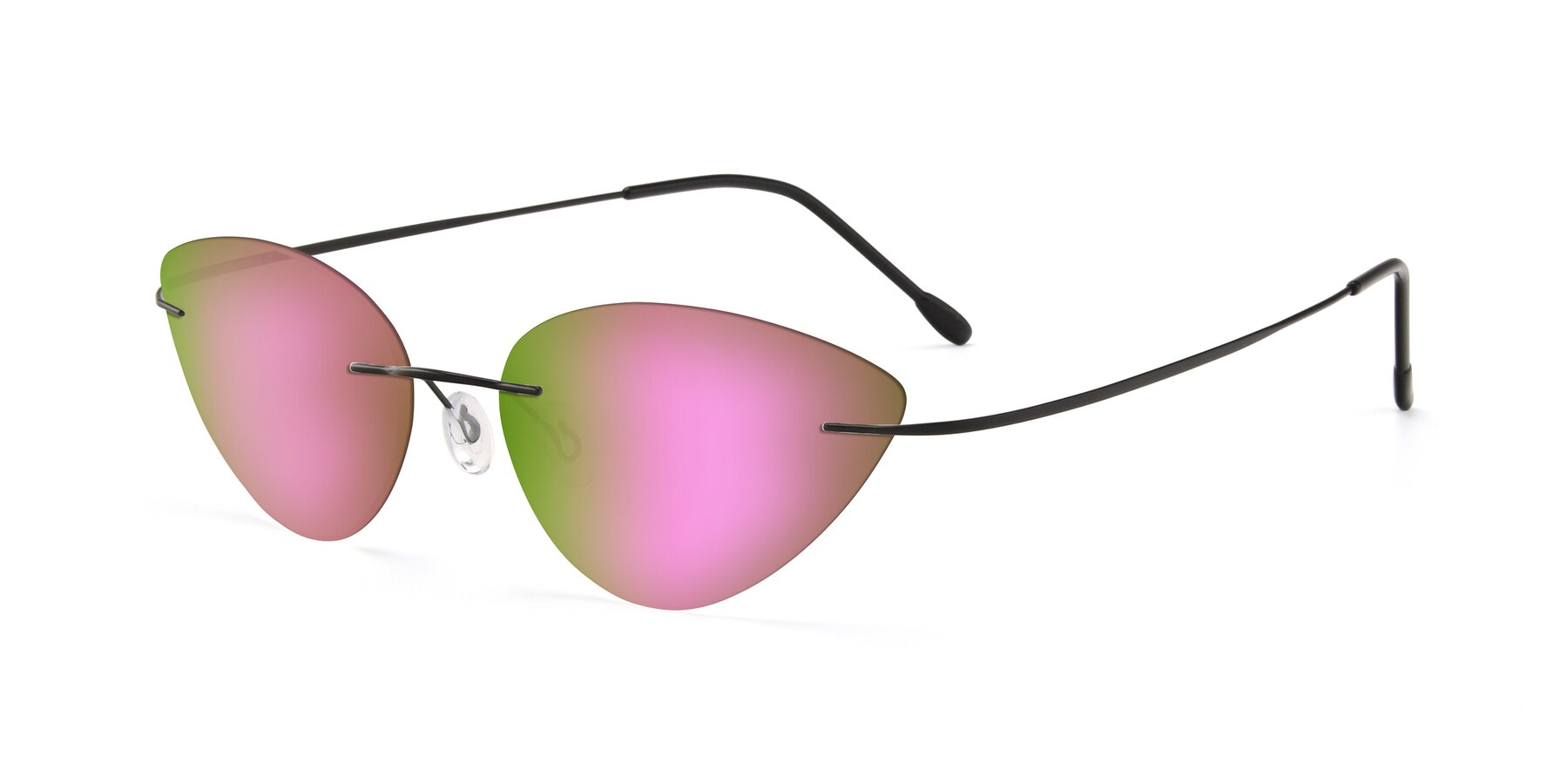 Angle of Pat in Black with Pink Mirrored Lenses