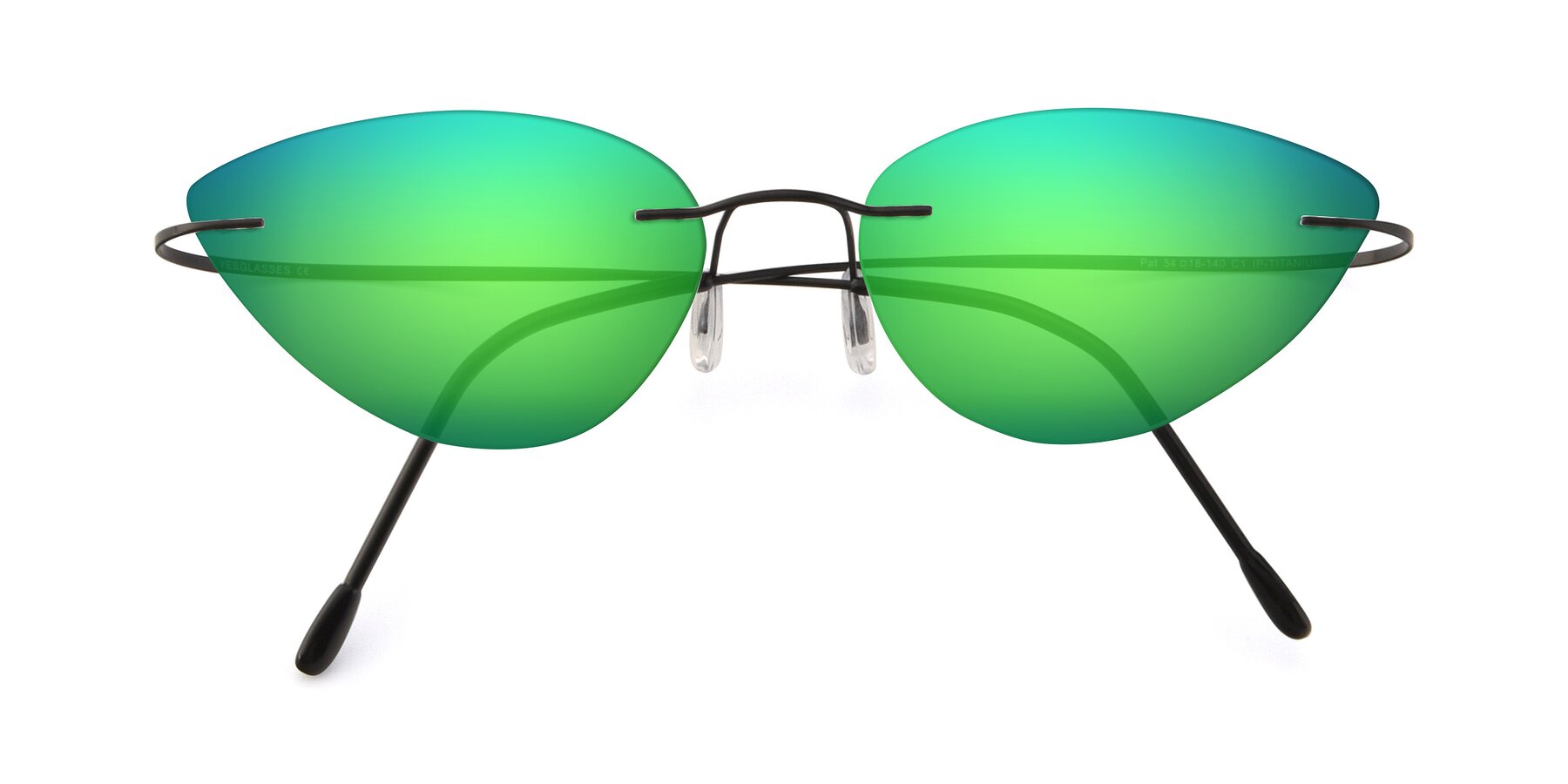 Folded Front of Pat in Black with Green Mirrored Lenses