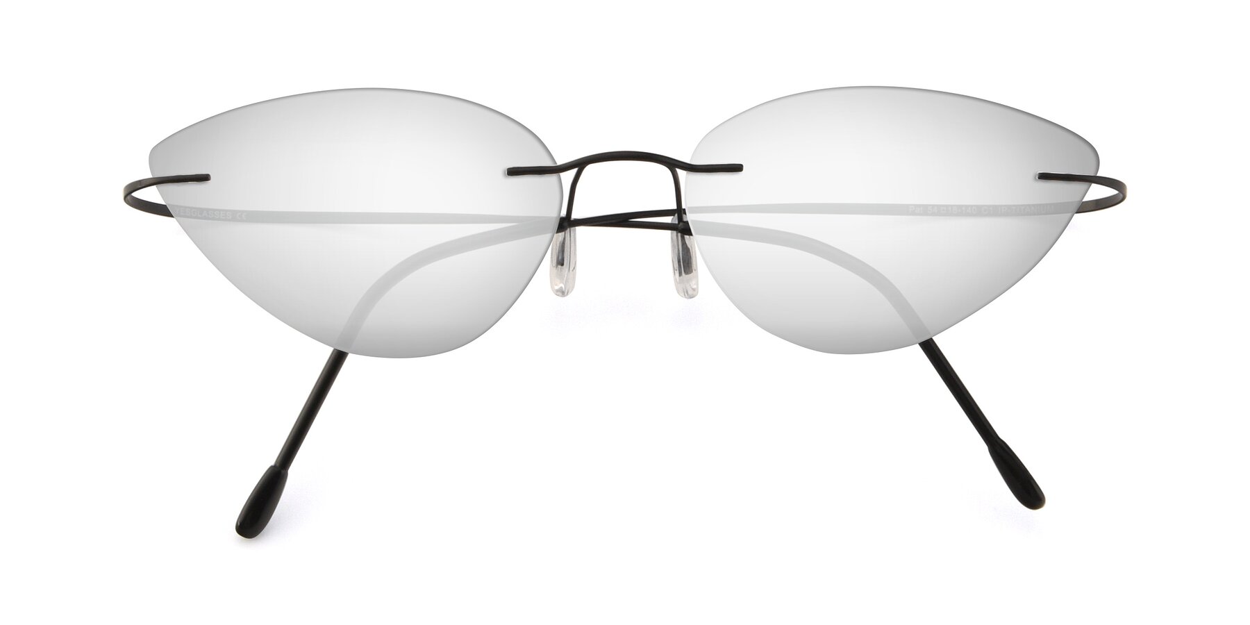 Folded Front of Pat in Black with Silver Mirrored Lenses