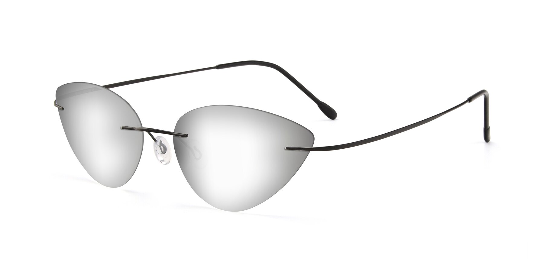 Angle of Pat in Black with Silver Mirrored Lenses