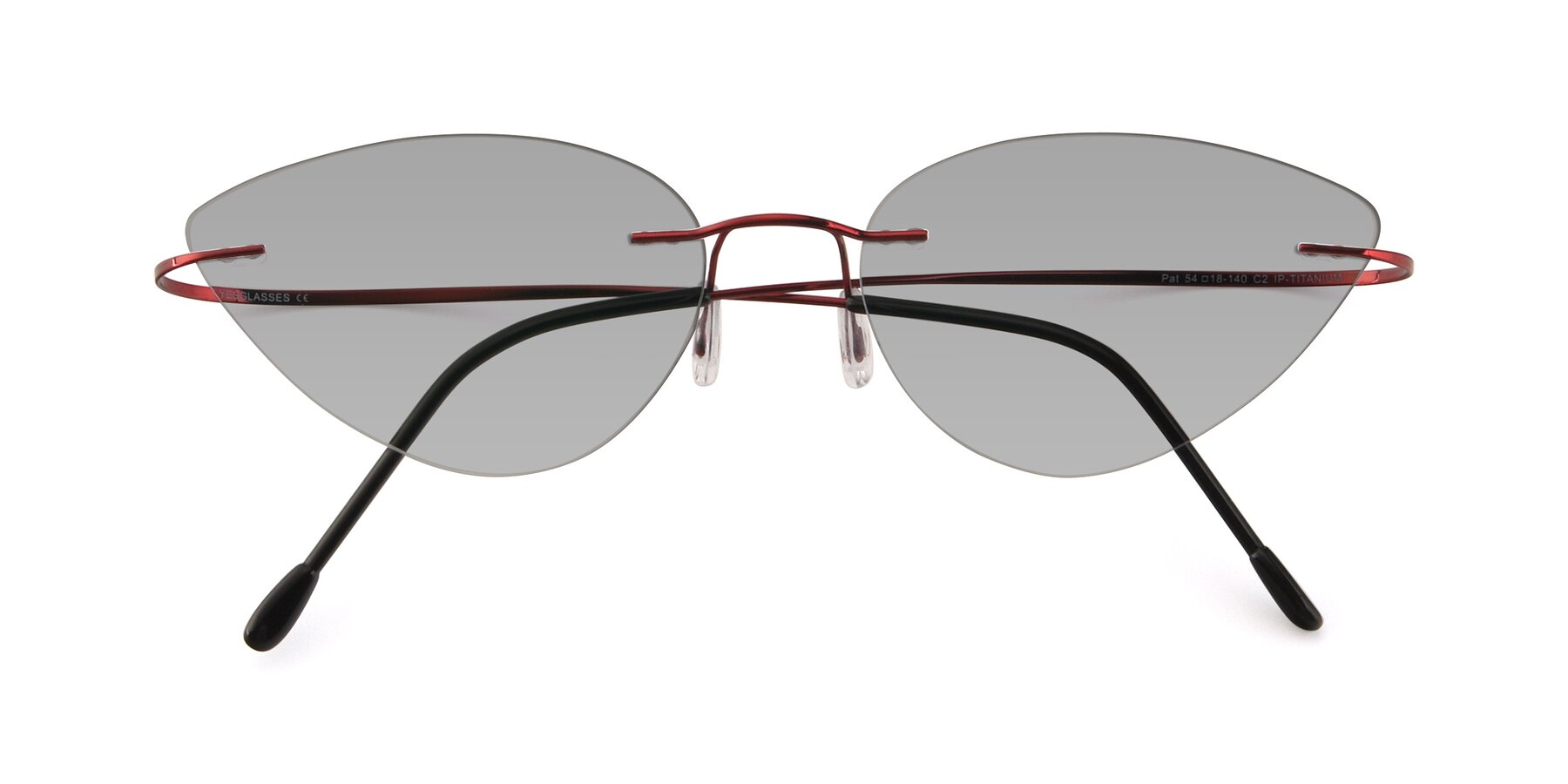 Folded Front of Pat in Wine with Light Gray Tinted Lenses