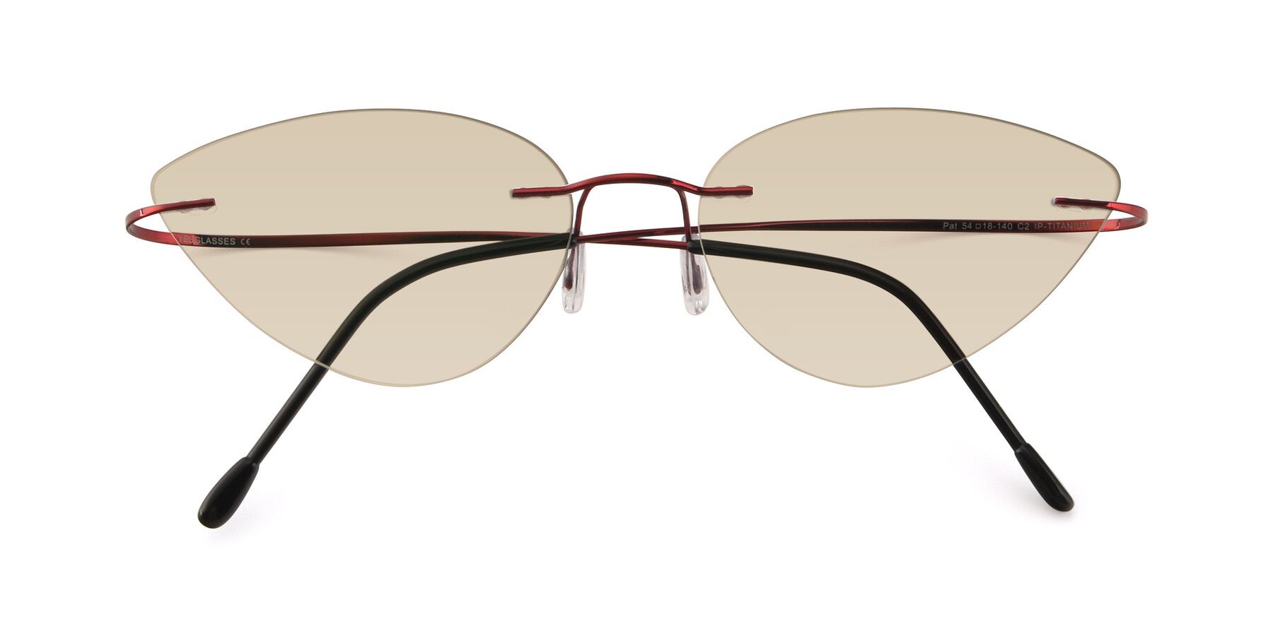 Folded Front of Pat in Wine with Light Brown Tinted Lenses