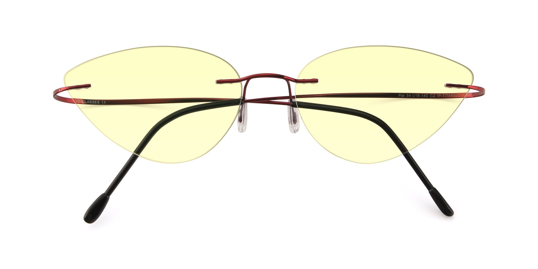 Folded Front of Pat in Wine with Light Yellow Tinted Lenses