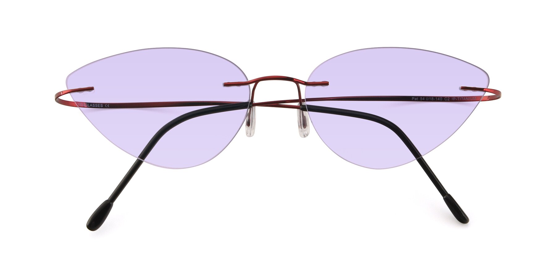 Folded Front of Pat in Wine with Light Purple Tinted Lenses