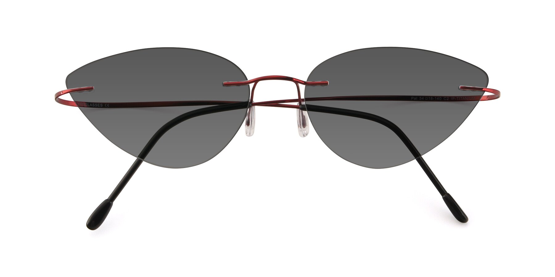 Folded Front of Pat in Wine with Medium Gray Tinted Lenses