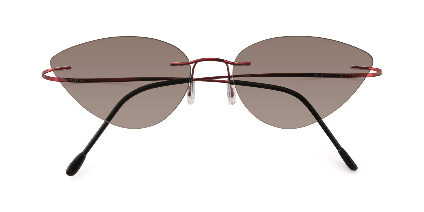 Folded Front of Pat in Wine with Medium Brown Tinted Lenses