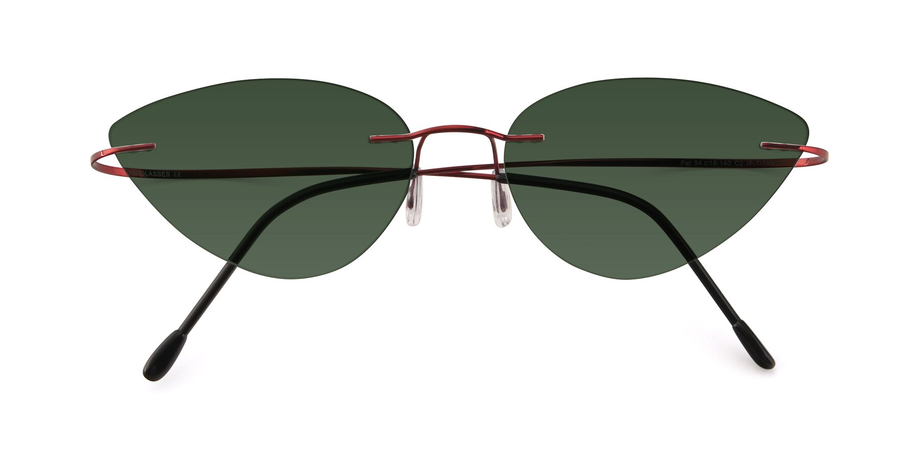 Folded Front of Pat in Wine with Green Tinted Lenses