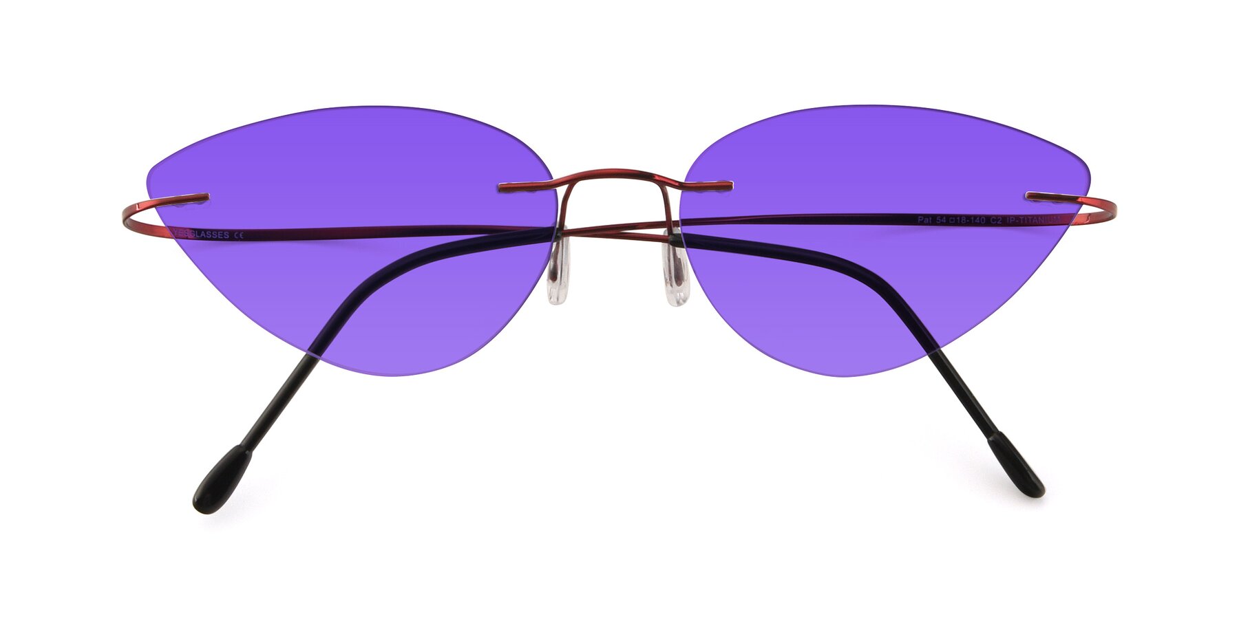 Folded Front of Pat in Wine with Purple Tinted Lenses