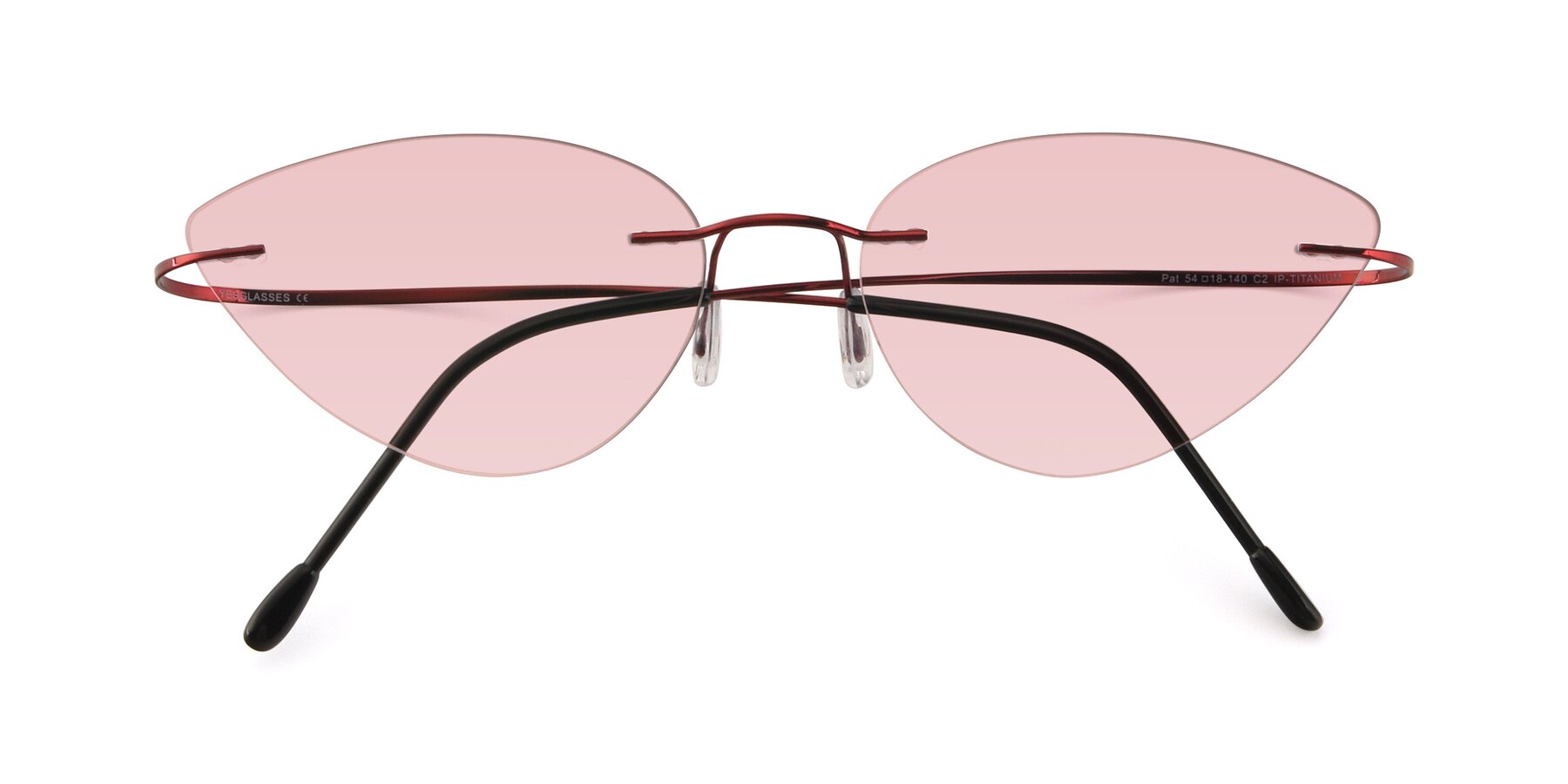 Folded Front of Pat in Wine with Light Garnet Tinted Lenses