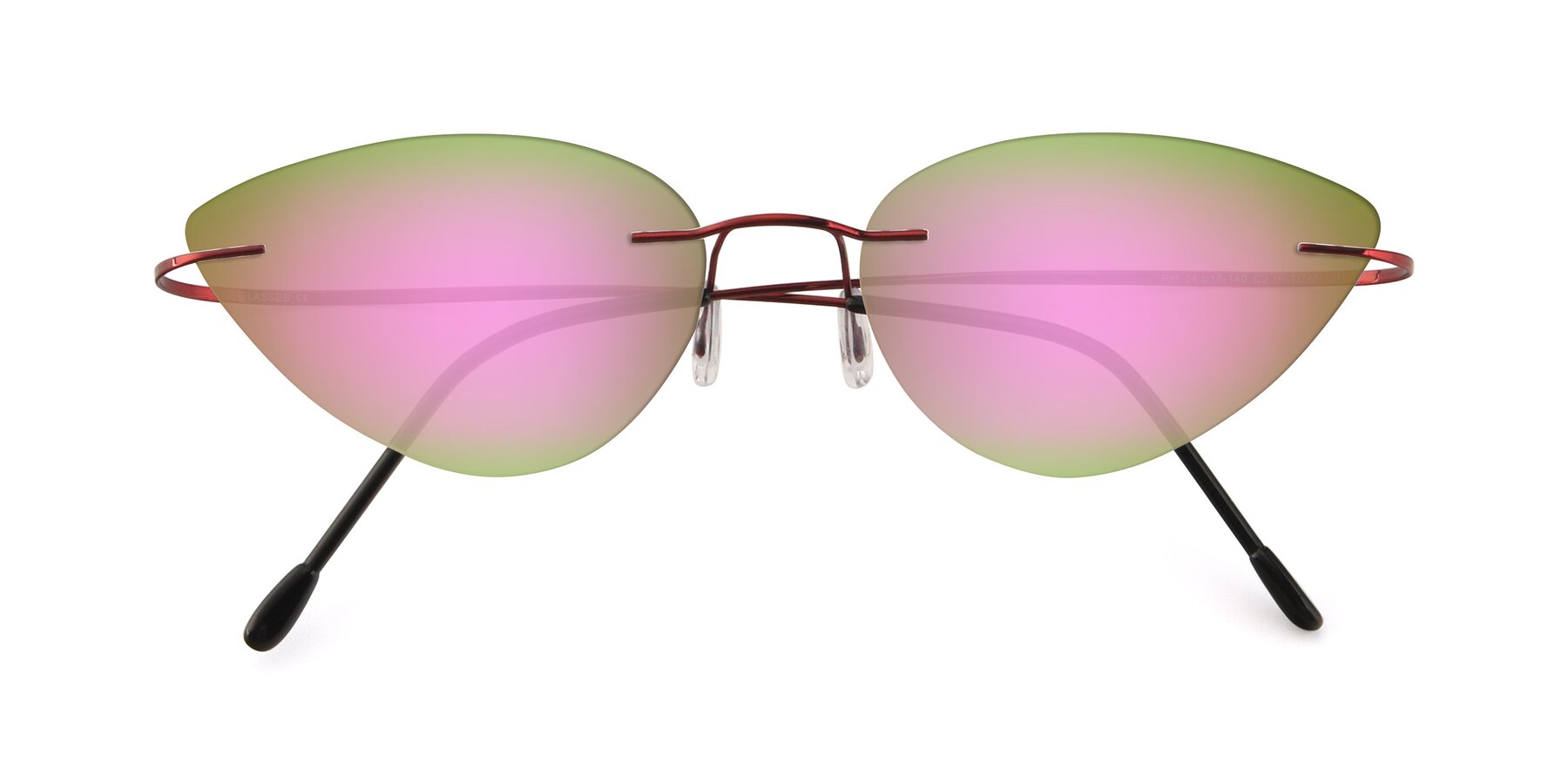 Folded Front of Pat in Wine with Pink Mirrored Lenses