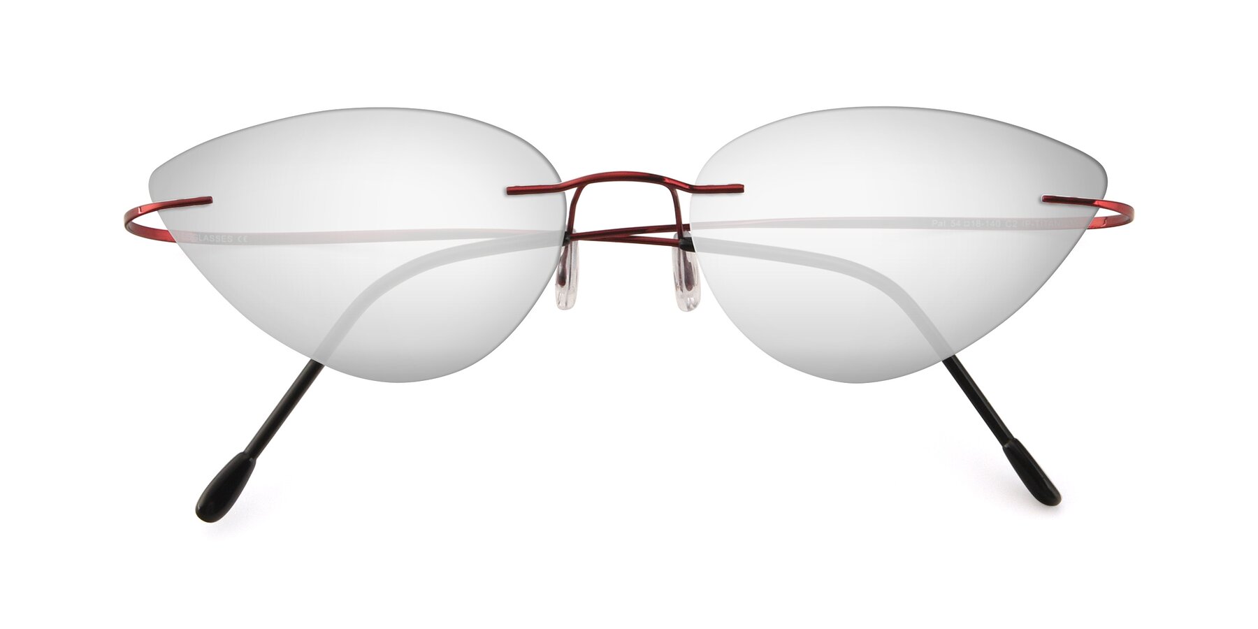Folded Front of Pat in Wine with Silver Mirrored Lenses