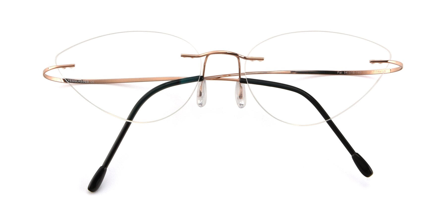 Folded Front of Pat in Rose Gold with Clear Eyeglass Lenses
