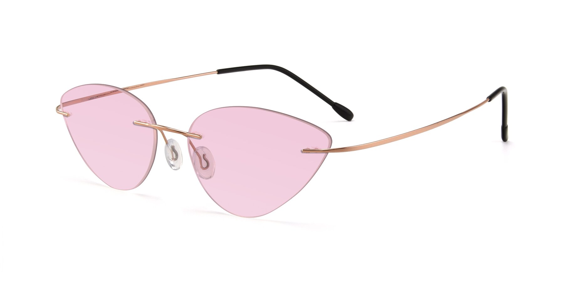 Angle of Pat in Rose Gold with Light Pink Tinted Lenses
