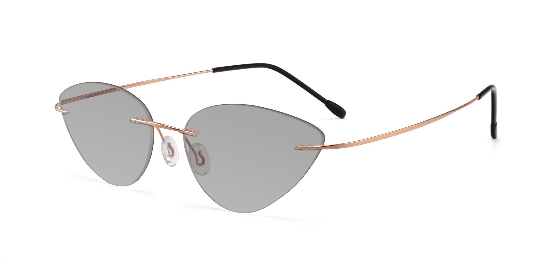 Angle of Pat in Rose Gold with Light Gray Tinted Lenses