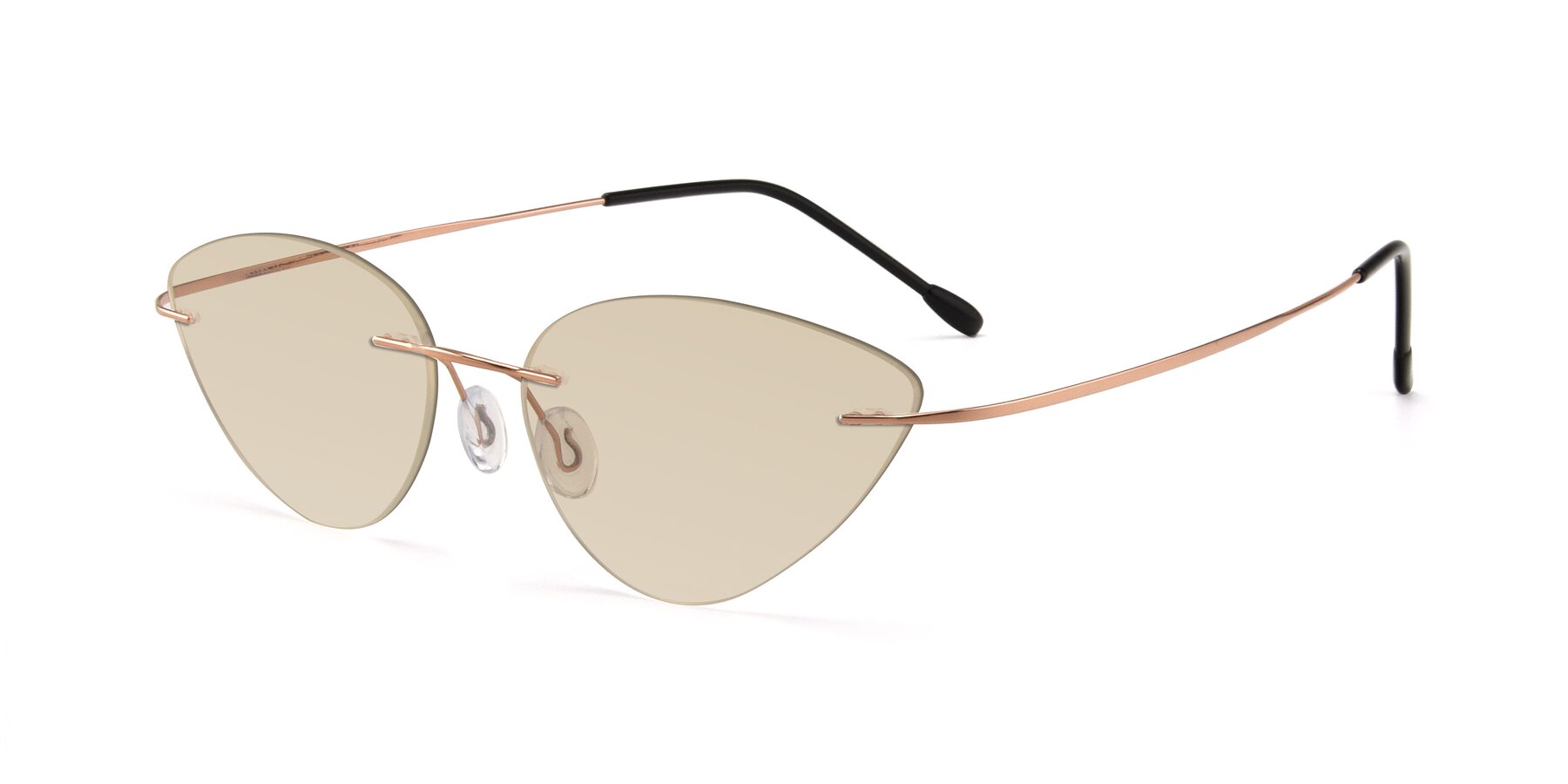 Angle of Pat in Rose Gold with Light Brown Tinted Lenses