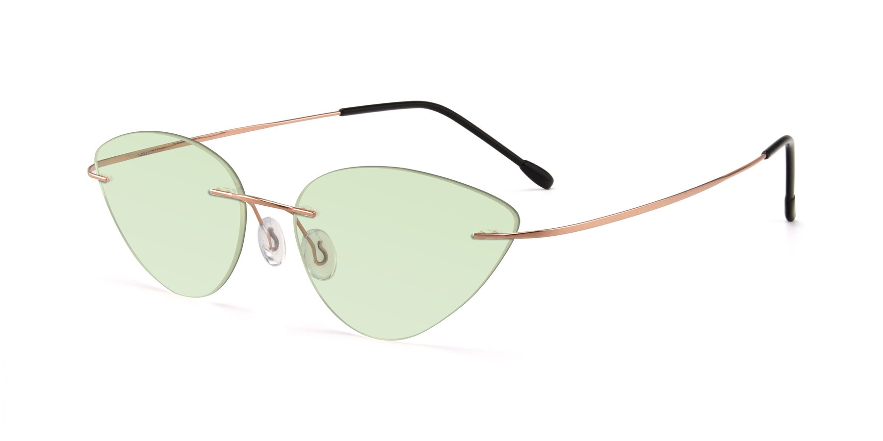 Angle of Pat in Rose Gold with Light Green Tinted Lenses