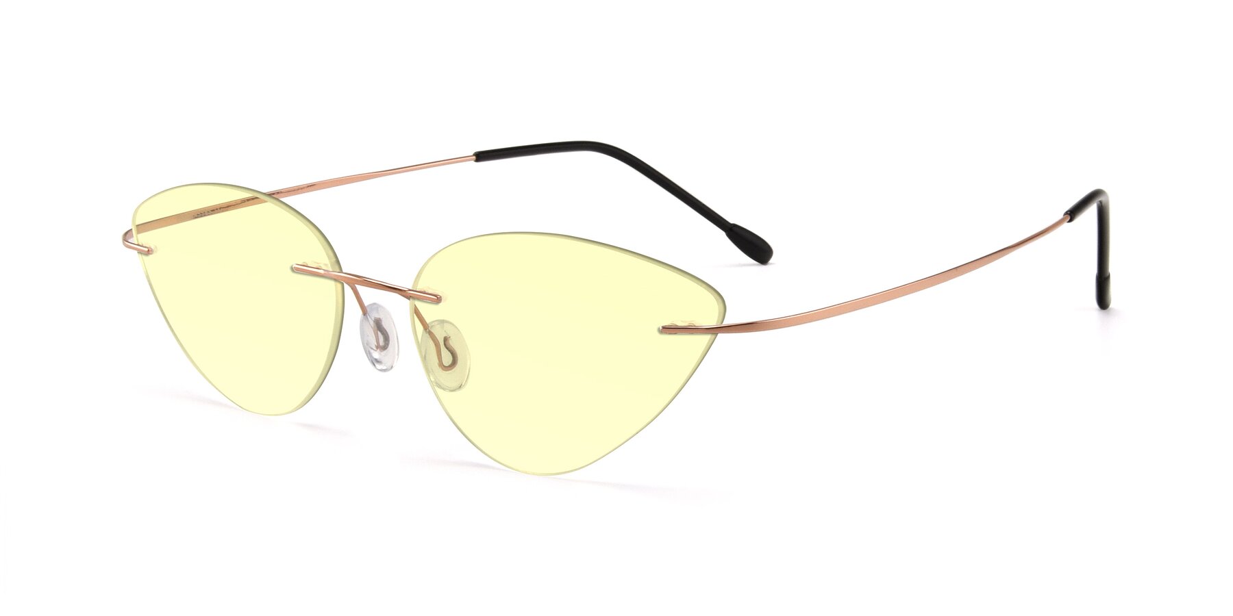 Angle of Pat in Rose Gold with Light Yellow Tinted Lenses