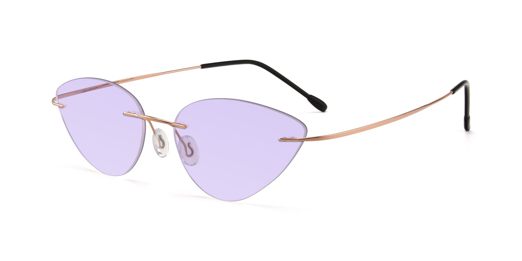 Angle of Pat in Rose Gold with Light Purple Tinted Lenses