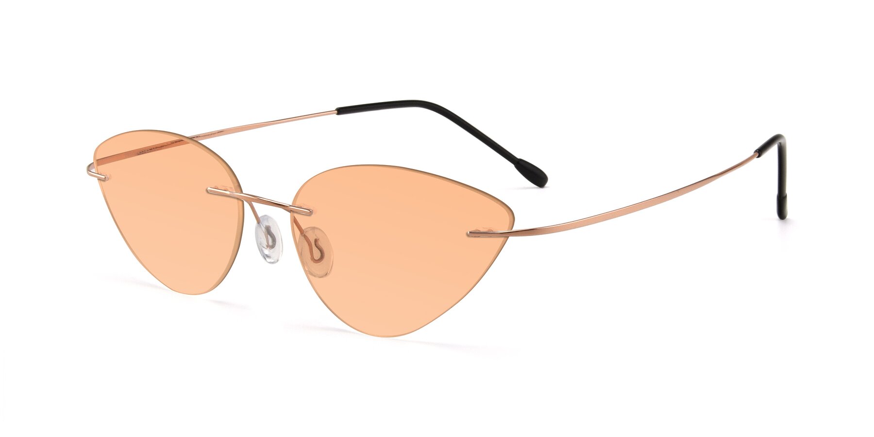 Angle of Pat in Rose Gold with Light Orange Tinted Lenses