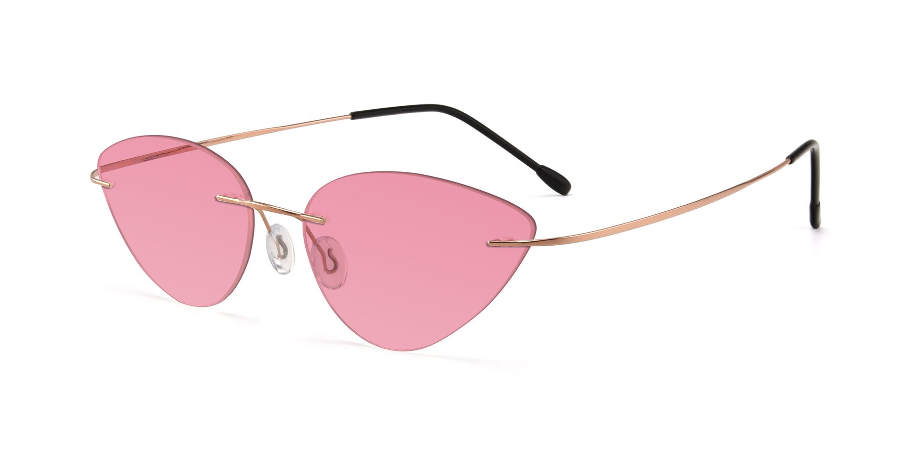 Angle of Pat in Rose Gold with Pink Tinted Lenses