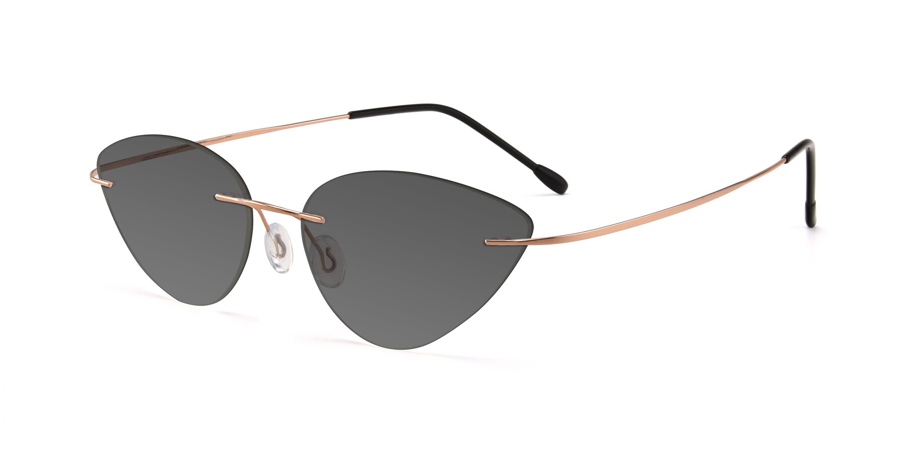 Angle of Pat in Rose Gold with Medium Gray Tinted Lenses