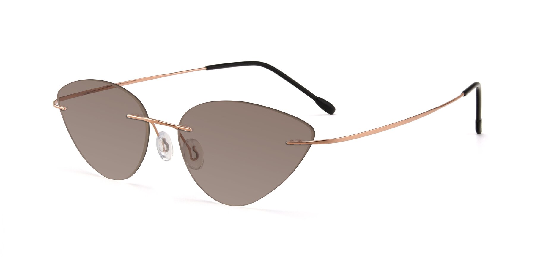 Angle of Pat in Rose Gold with Medium Brown Tinted Lenses