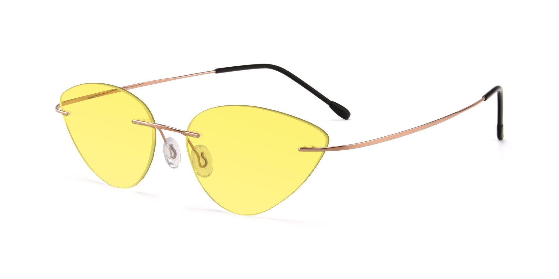 Angle of Pat in Rose Gold with Medium Yellow Tinted Lenses