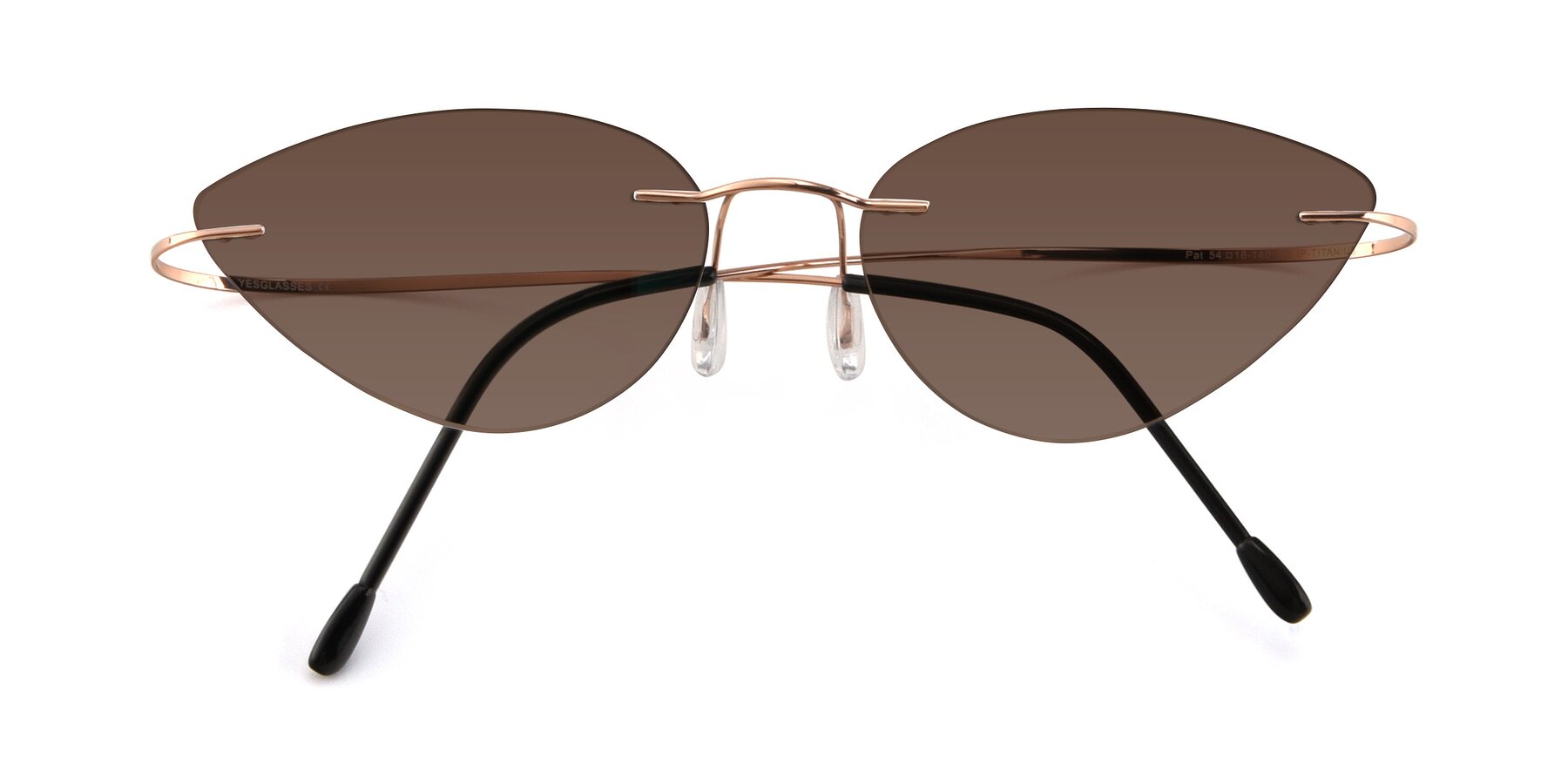 Folded Front of Pat in Rose Gold with Brown Tinted Lenses