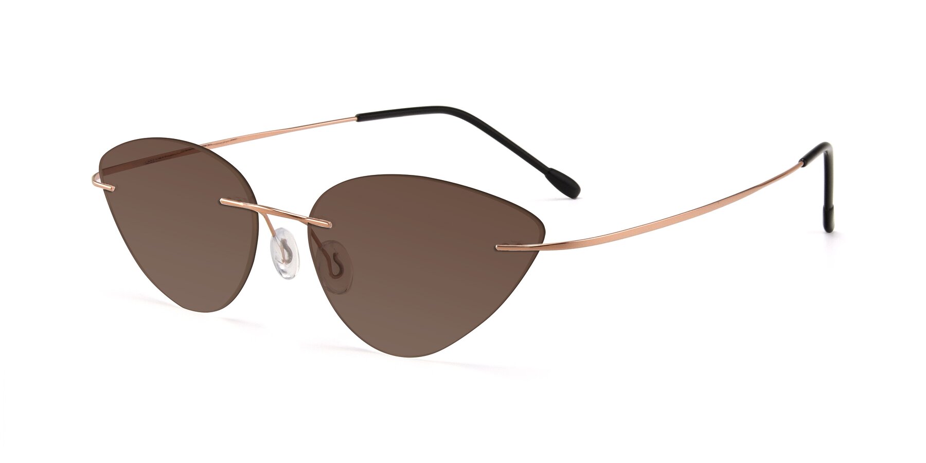 Angle of Pat in Rose Gold with Brown Tinted Lenses