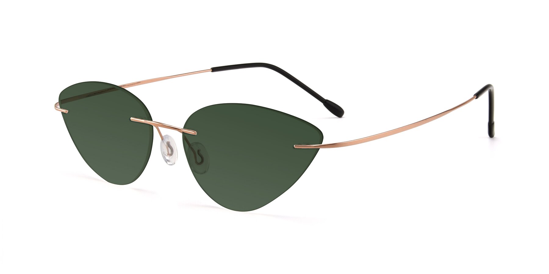 Angle of Pat in Rose Gold with Green Tinted Lenses