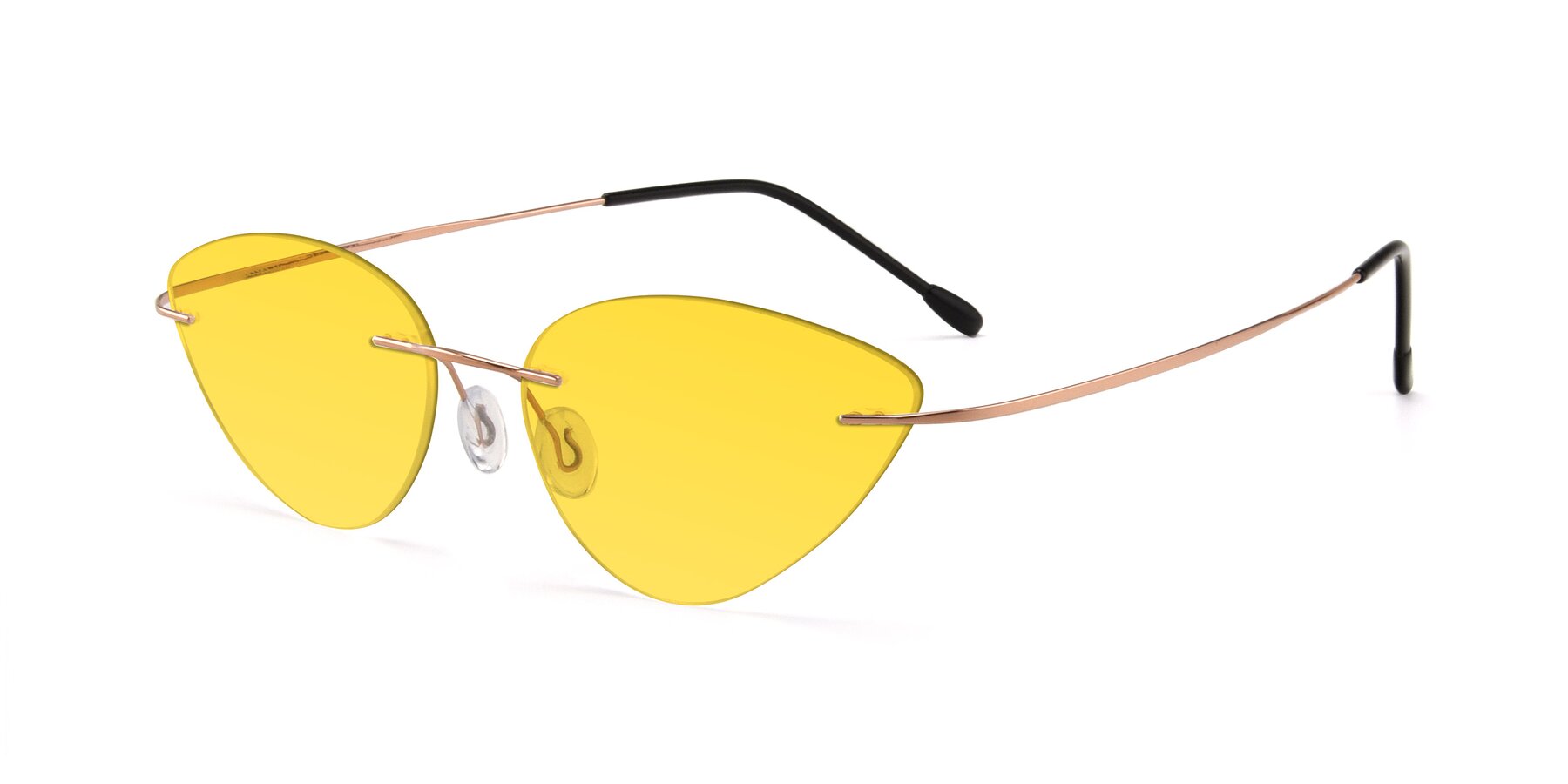 Angle of Pat in Rose Gold with Yellow Tinted Lenses