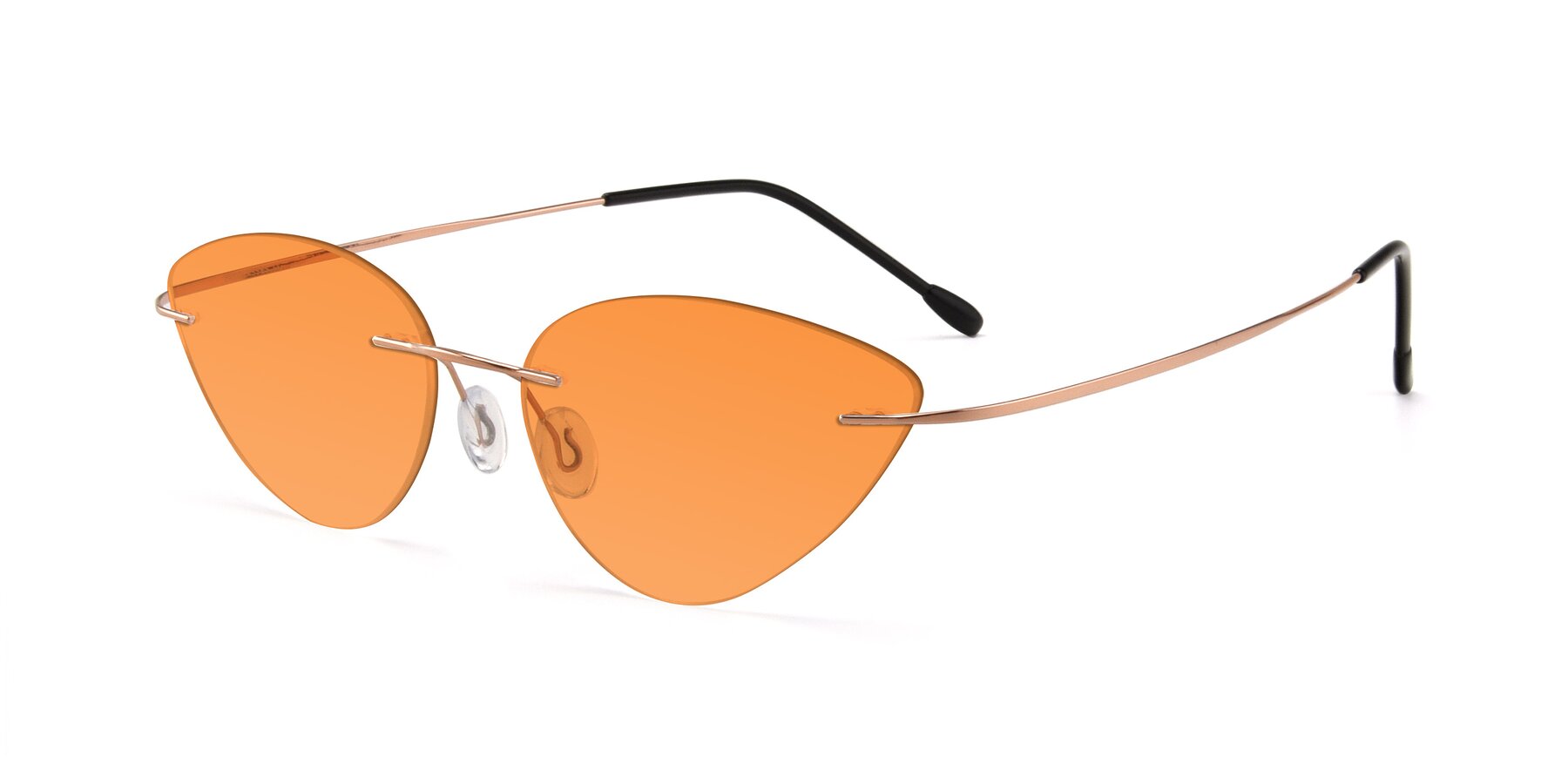 Angle of Pat in Rose Gold with Orange Tinted Lenses