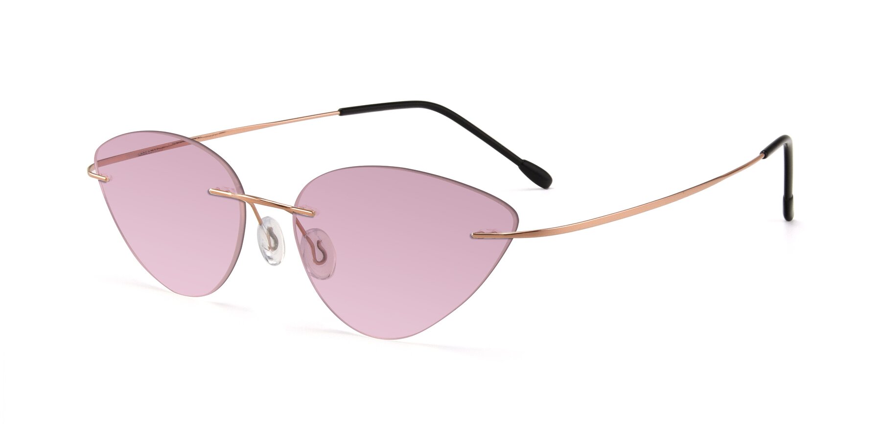 Angle of Pat in Rose Gold with Light Wine Tinted Lenses