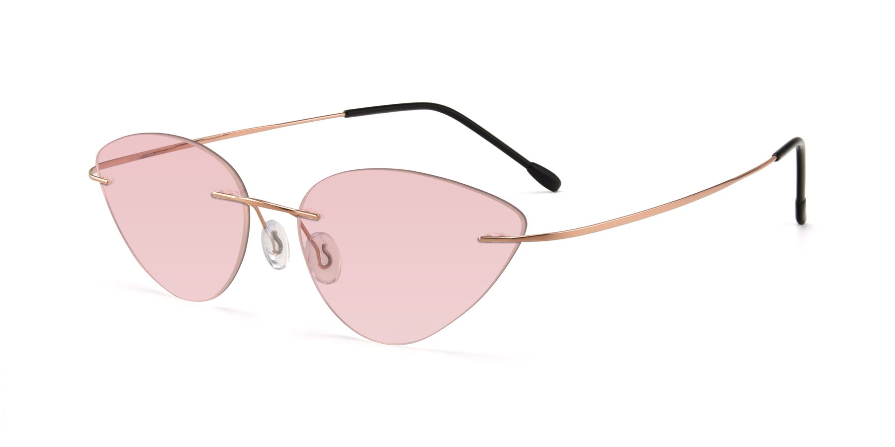 Angle of Pat in Rose Gold with Light Garnet Tinted Lenses