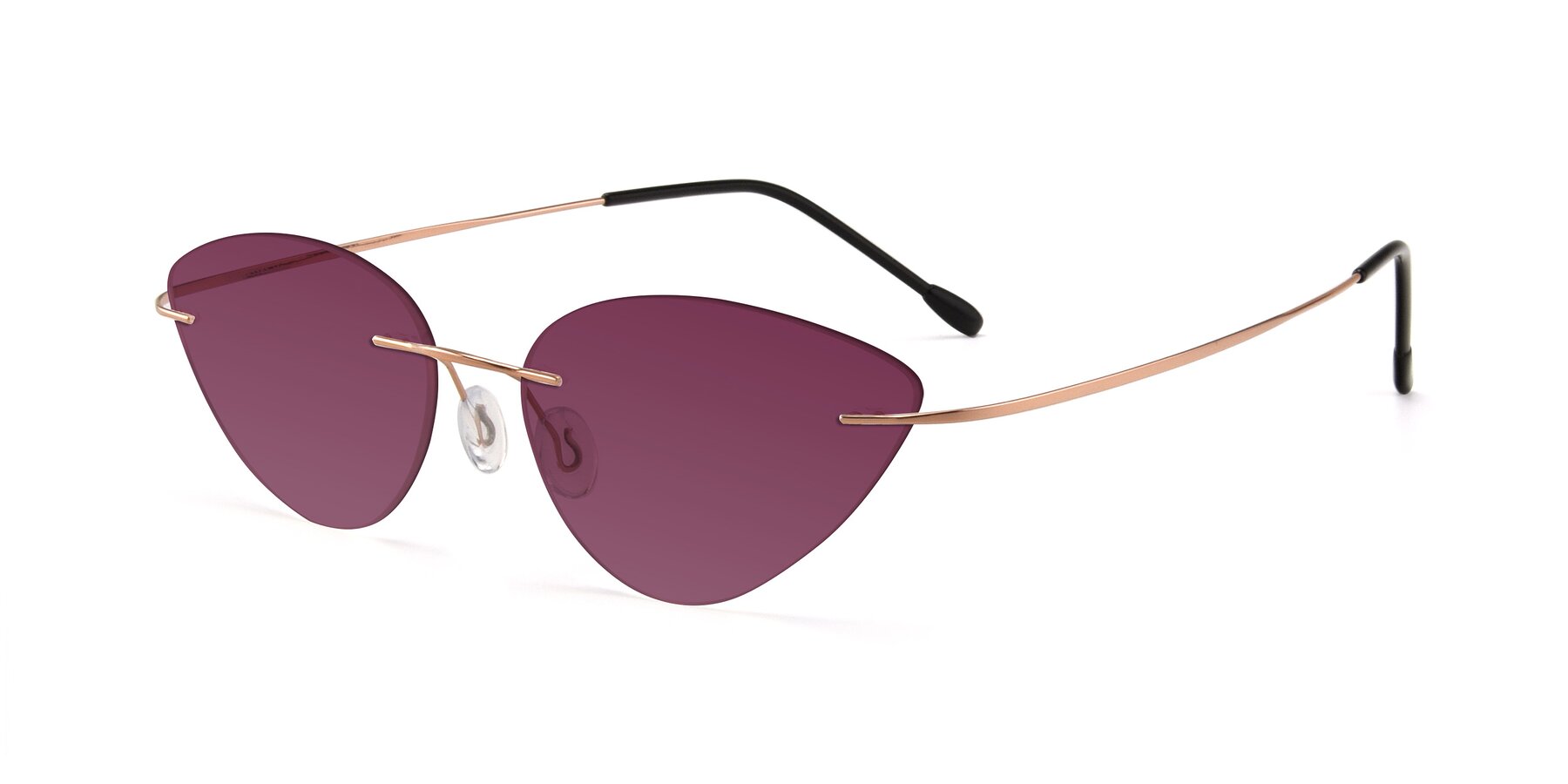 Angle of Pat in Rose Gold with Wine Tinted Lenses