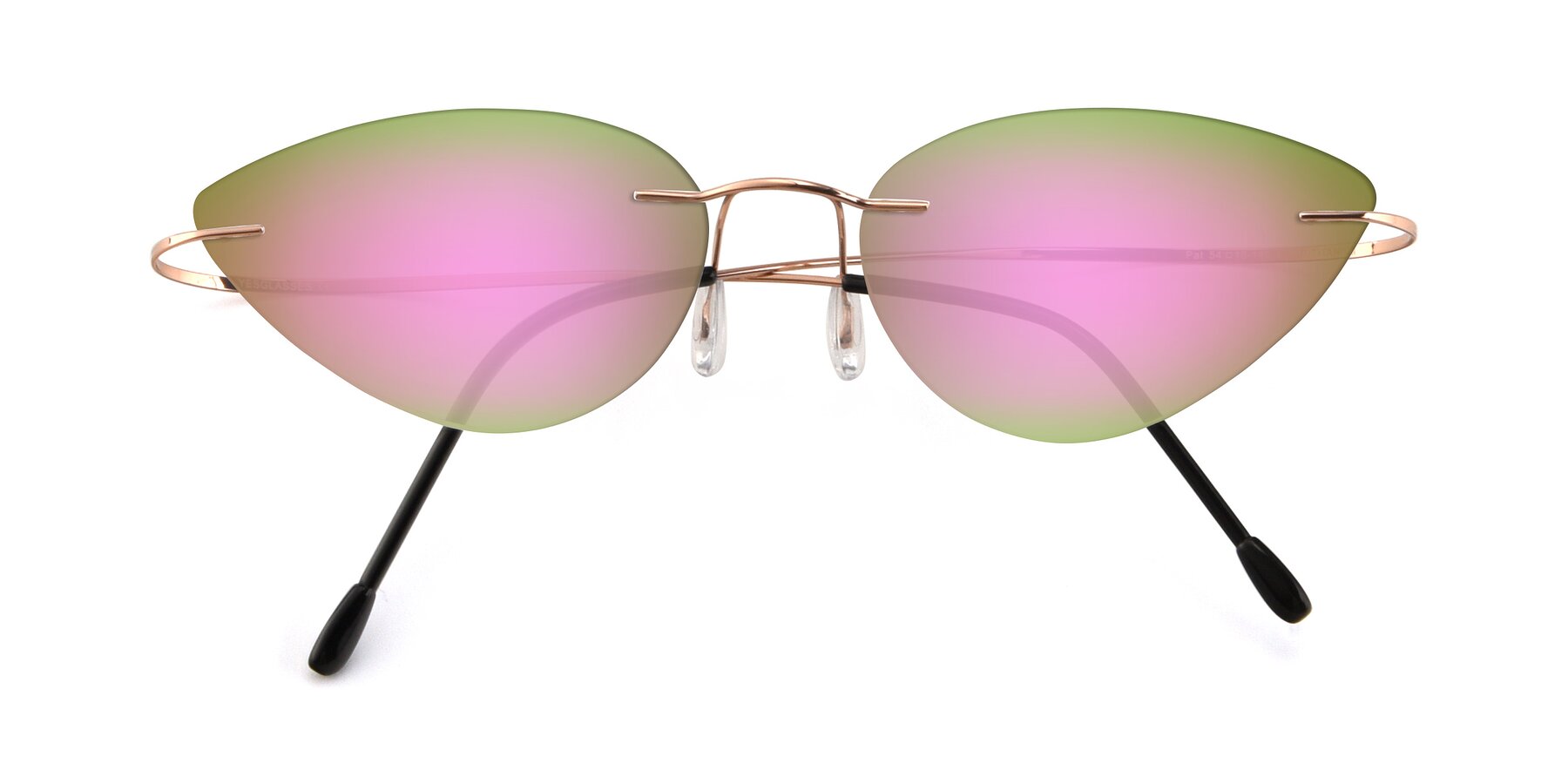 Folded Front of Pat in Rose Gold with Pink Mirrored Lenses