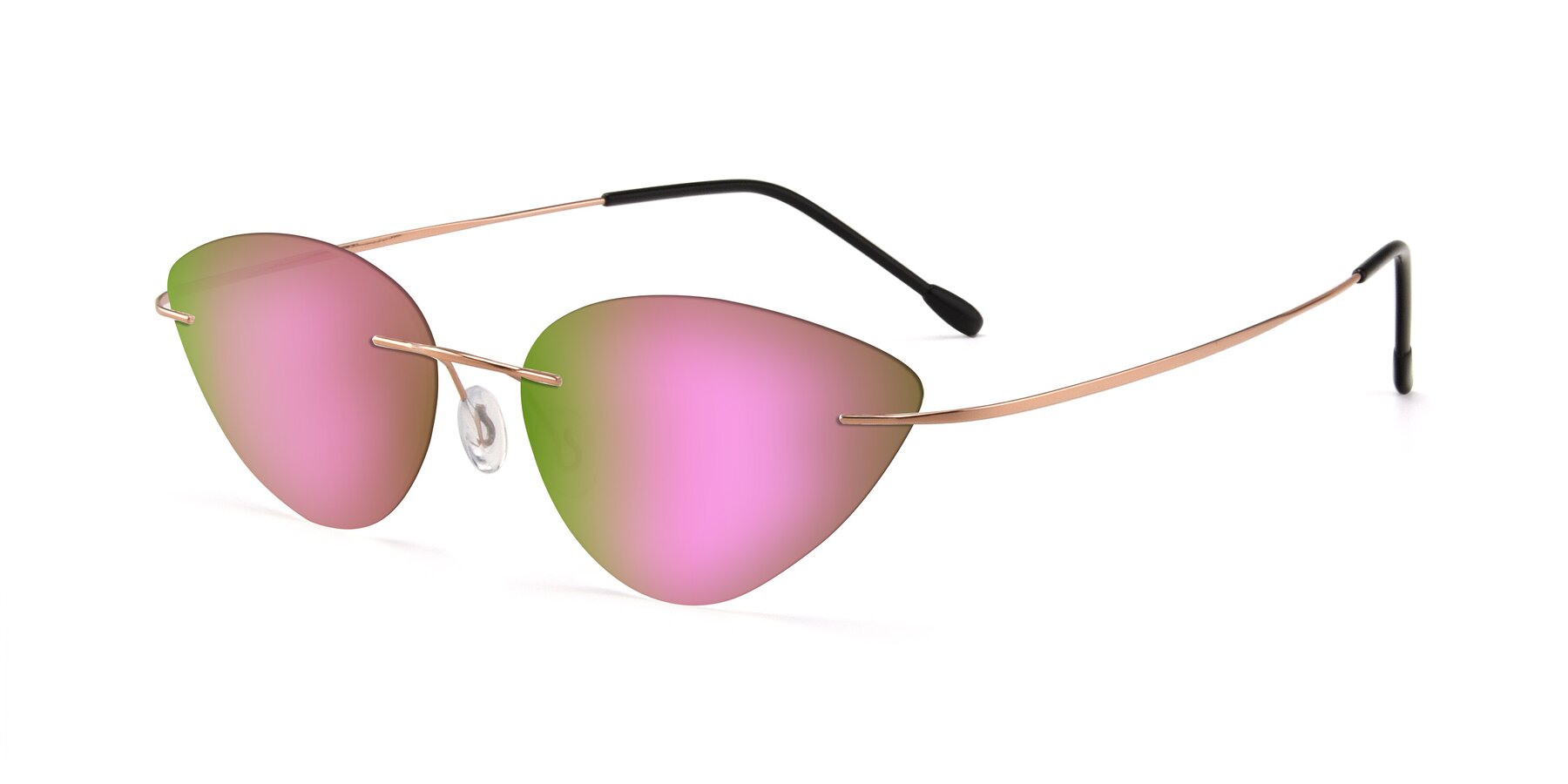 Angle of Pat in Rose Gold with Pink Mirrored Lenses