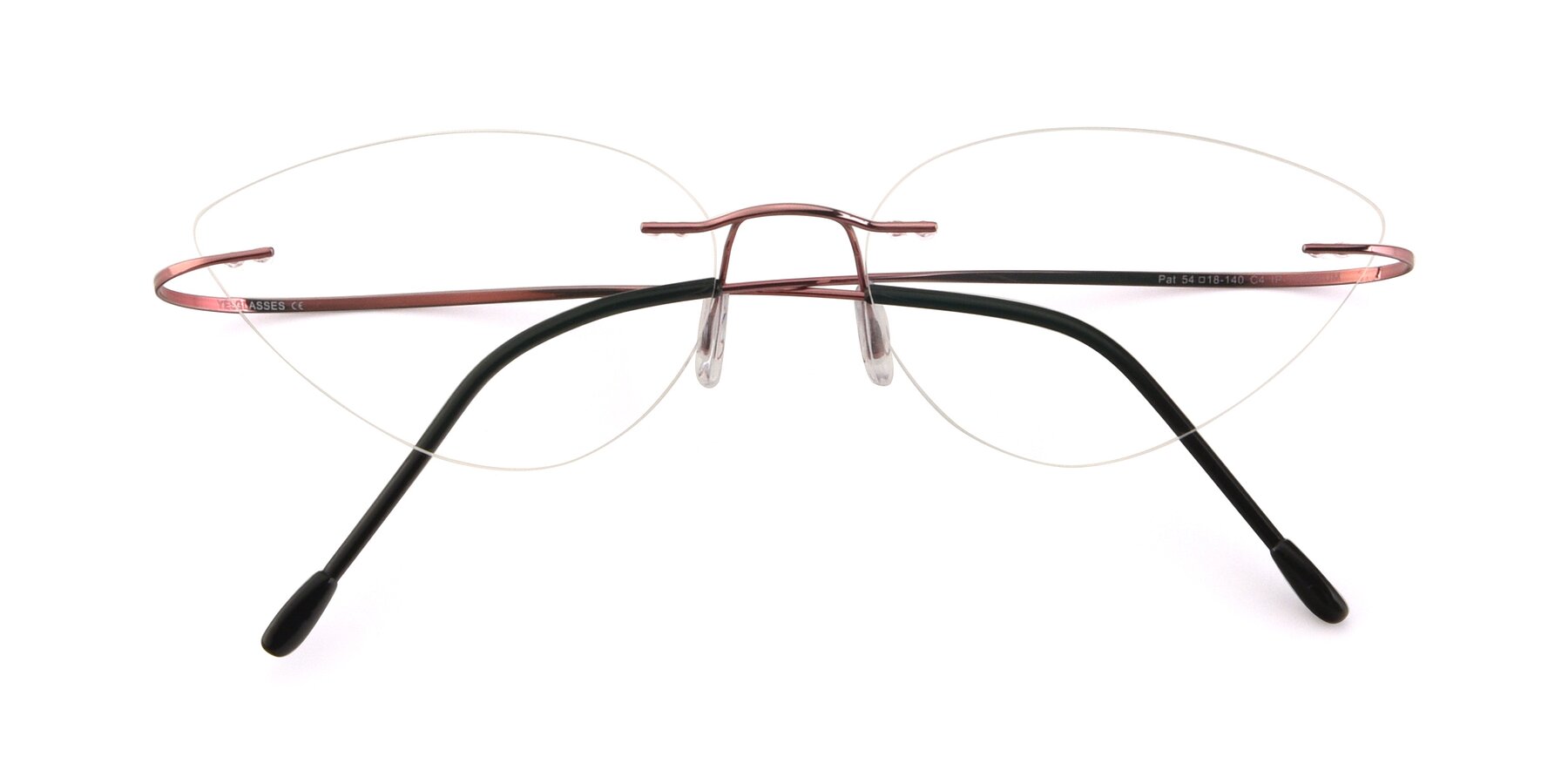 Folded Front of Pat in Light Pink with Clear Eyeglass Lenses