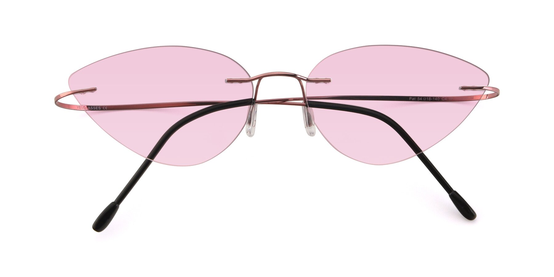 Folded Front of Pat in Light Pink with Light Pink Tinted Lenses