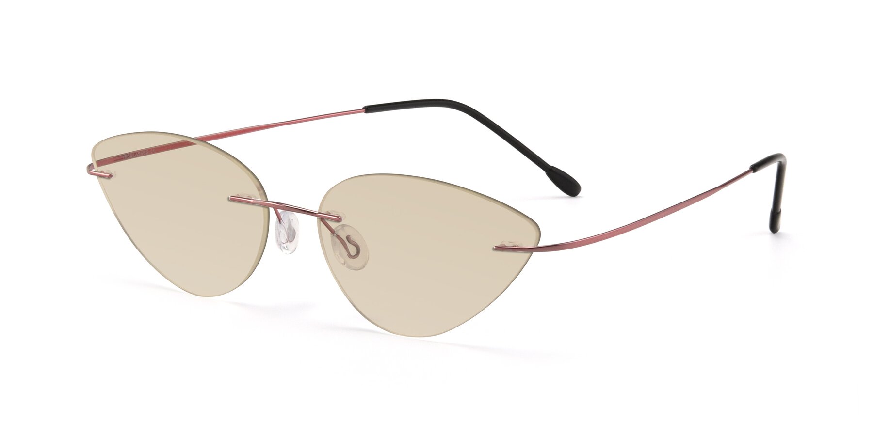 Angle of Pat in Light Pink with Light Brown Tinted Lenses