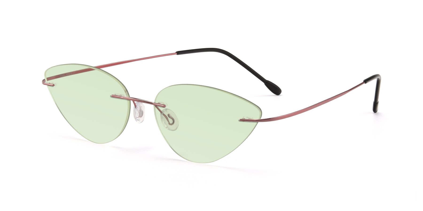Angle of Pat in Light Pink with Light Green Tinted Lenses