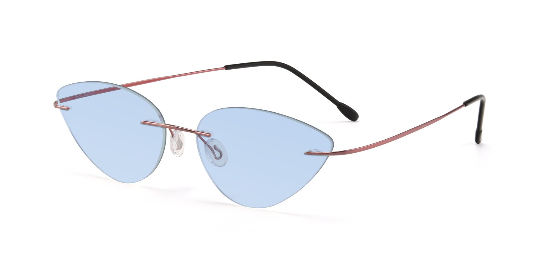 Angle of Pat in Light Pink with Light Blue Tinted Lenses