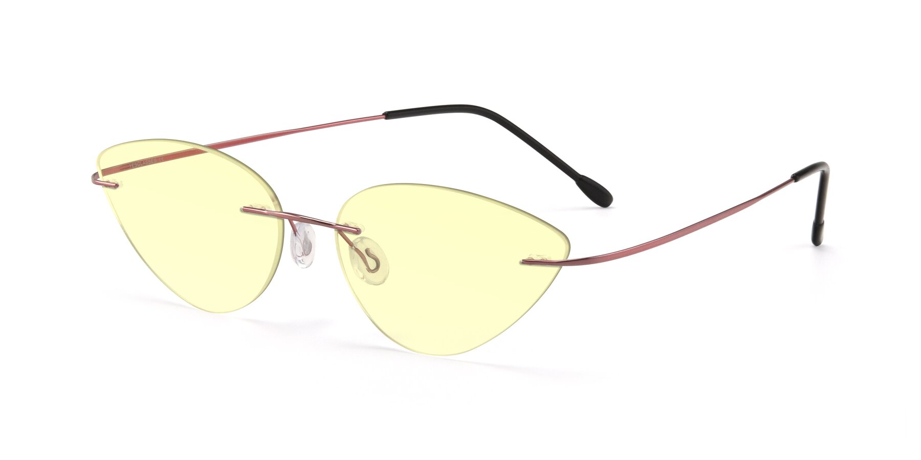 Angle of Pat in Light Pink with Light Yellow Tinted Lenses
