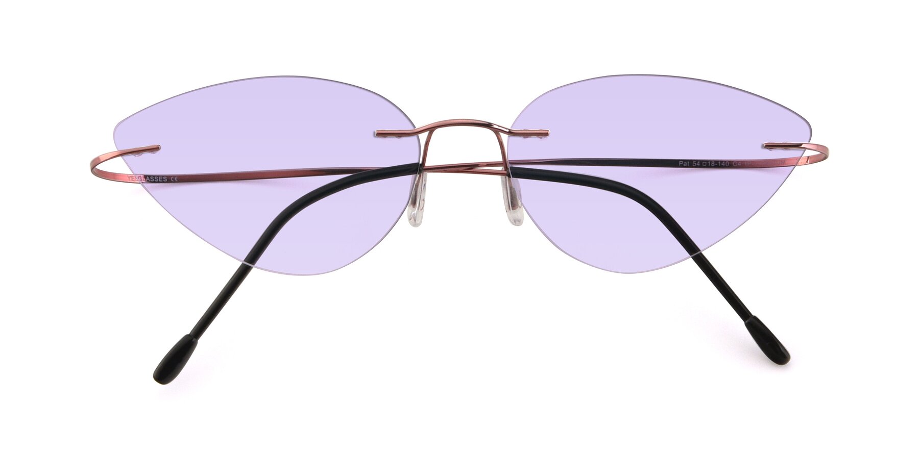 Folded Front of Pat in Light Pink with Light Purple Tinted Lenses