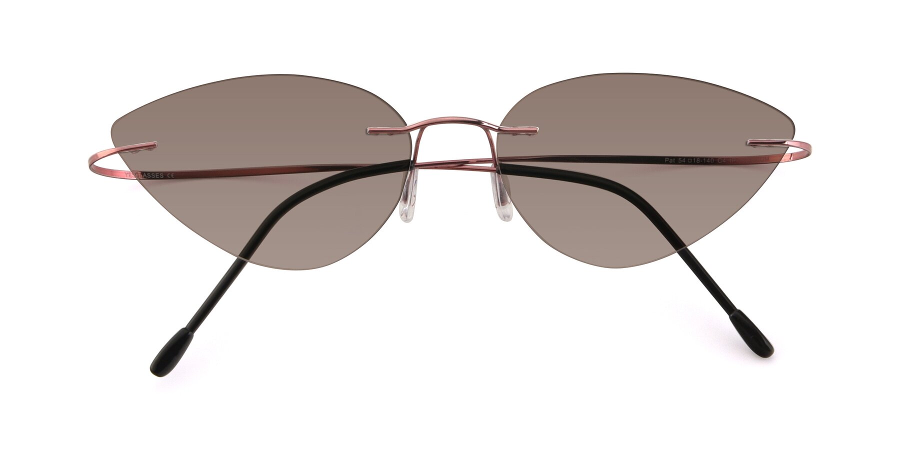 Folded Front of Pat in Light Pink with Medium Brown Tinted Lenses