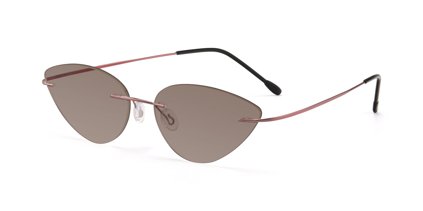 Angle of Pat in Light Pink with Medium Brown Tinted Lenses