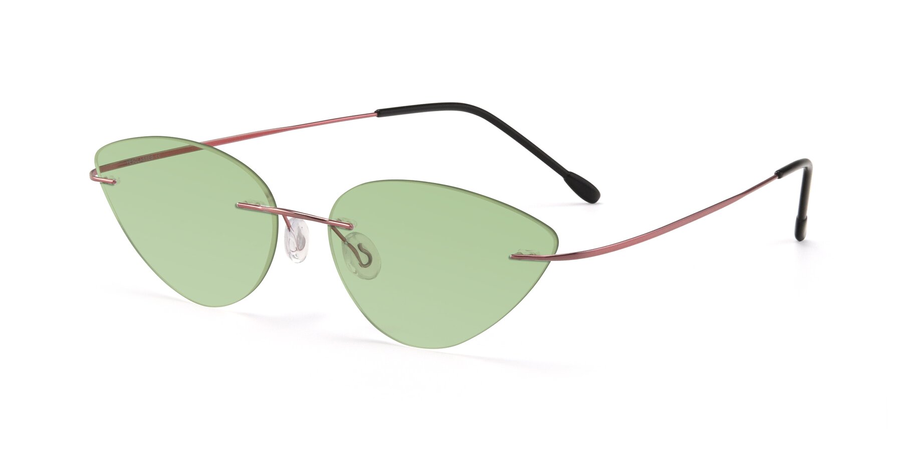 Angle of Pat in Light Pink with Medium Green Tinted Lenses