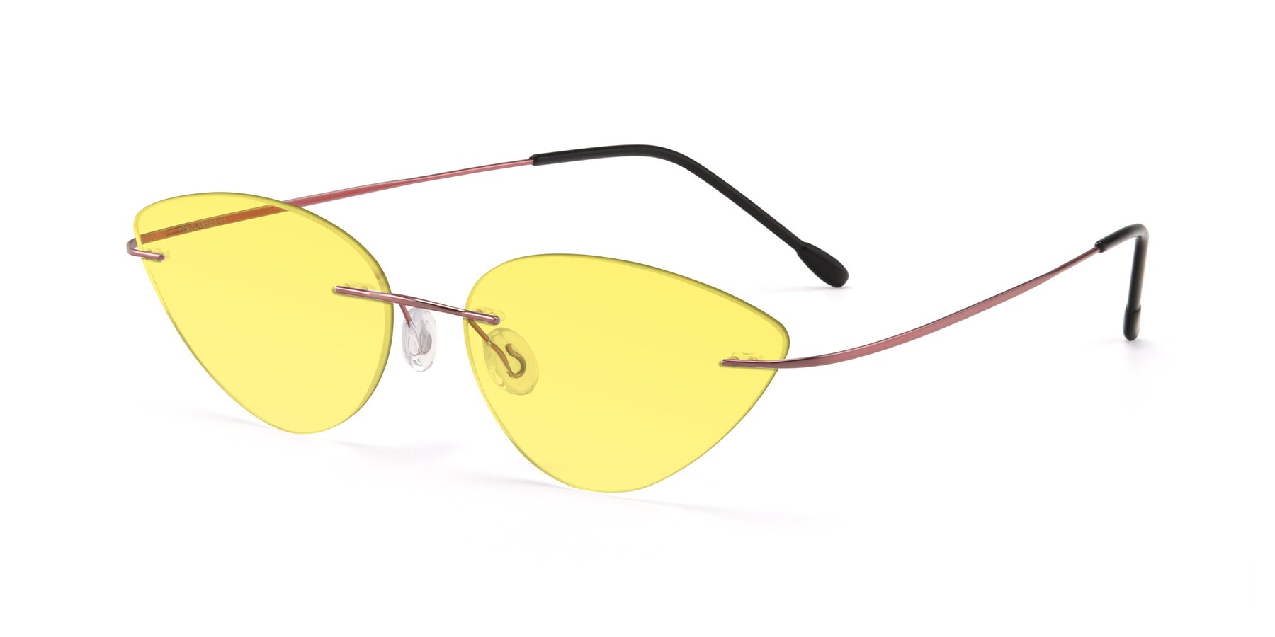 Angle of Pat in Light Pink with Medium Yellow Tinted Lenses