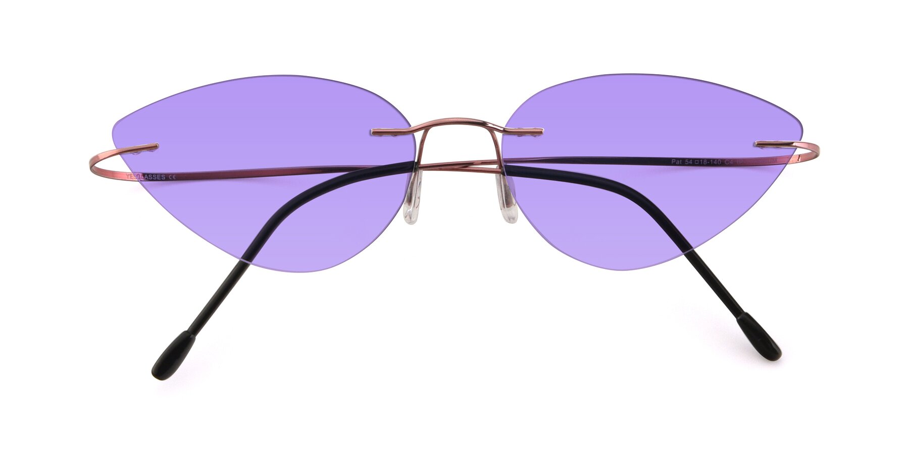 Folded Front of Pat in Light Pink with Medium Purple Tinted Lenses