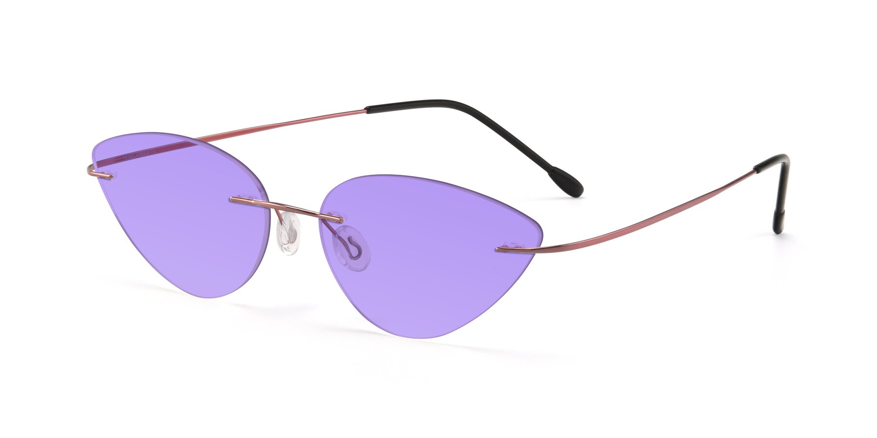 Angle of Pat in Light Pink with Medium Purple Tinted Lenses